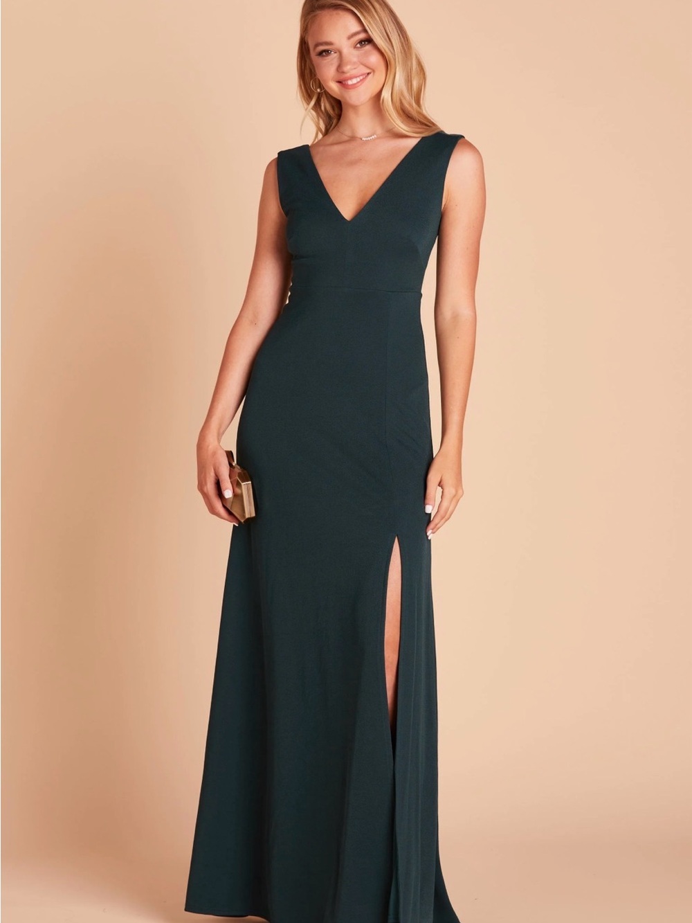 Birdy Grey Shamin Elegant V-Neck Forest Green Evening Gown Strapless Maxi Dress